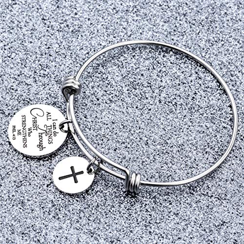 Bible Verse Bangle Bracelet Cross Charm Confirmation Bracelet Scripture Jewelry4