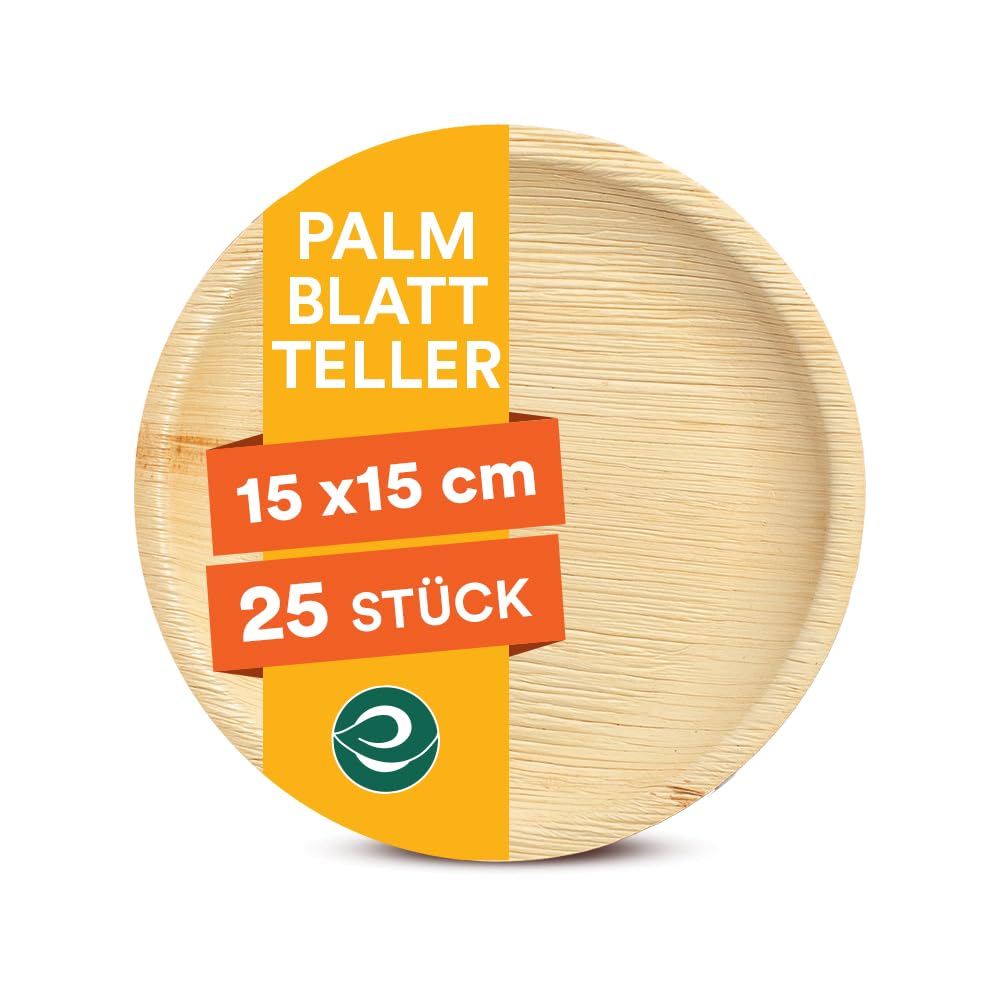 ECO SOUL runde Palmblatt Teller 15 Cm (6 Zoll) (25 Stück) | 100% kompostierbar & stabil | Bio Einwegteller aus Palmblatt | Hochwertiges Einweggeschirr für Party & Dinner