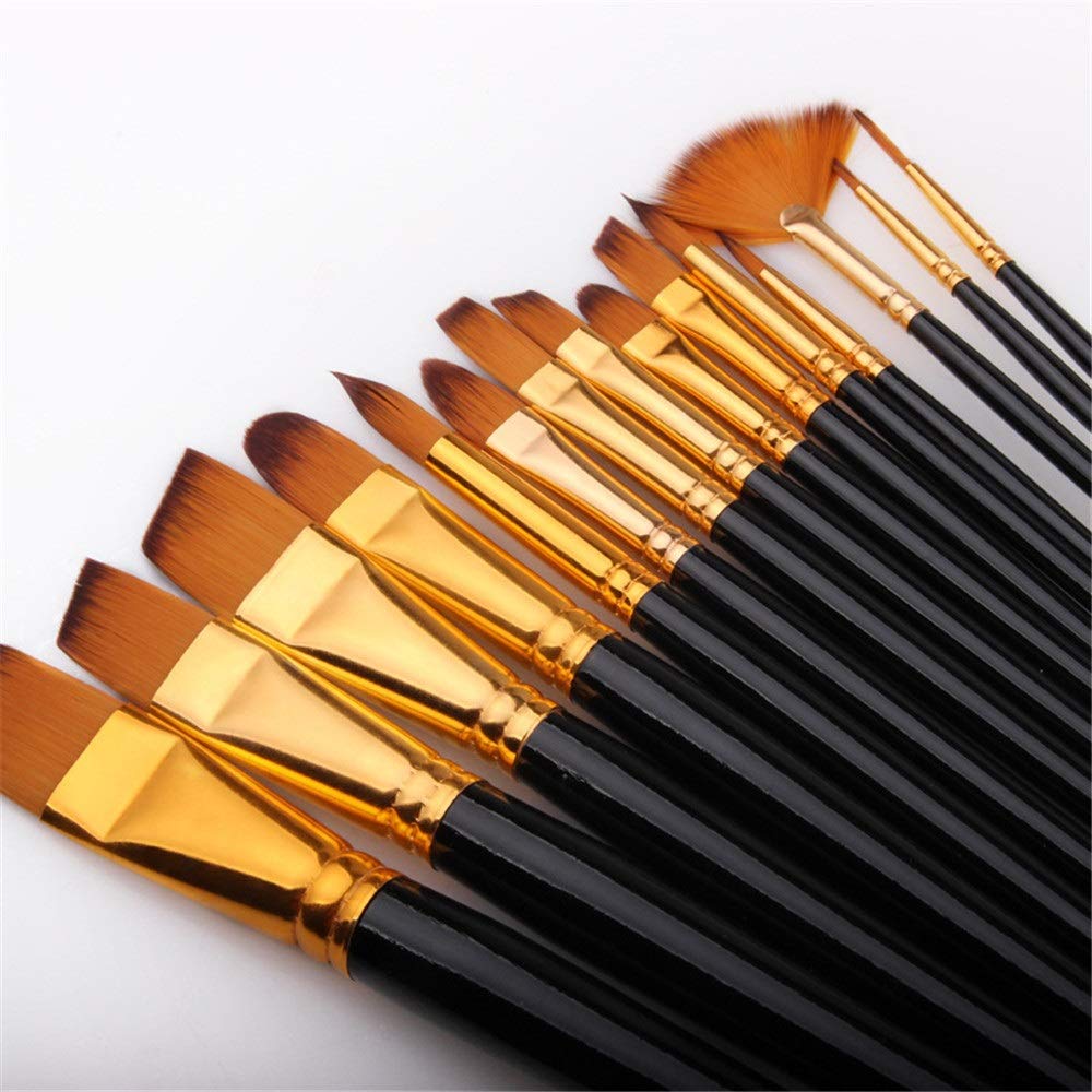 XBTGS Pinceles Profesionales de Nailon Funcional para Pintura al óleo, Aptos para Acuarela y acrílicos, Color Negro (tamaño Gratis).,Black-Free Size