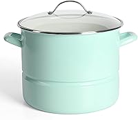 Vista 8 de Martha Stewart Thayer Olla de Caldo de 12 Cuartos de Galón Esmaltada sobre Acero Resistente a Rayones con Tapa – Azul Martha – Olla Duradera de Gran