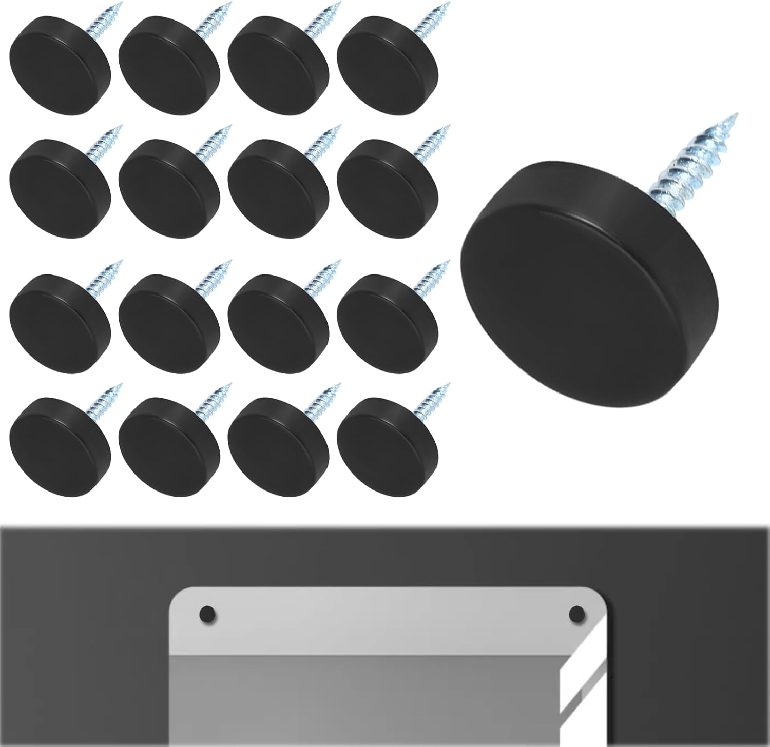 20 PCS Screw Covers Caps, 16mm/0.64" Dia Decorative Mirror Screws Cap Nails, Stainless Steel Sign Holder Advertising Nails Fasteners Cover Nails(Black)