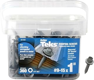 ITW Brands 21401#9-15 x 1" Teks Hex Washer Head Sharp Point Roofing Screws (360 Pack)