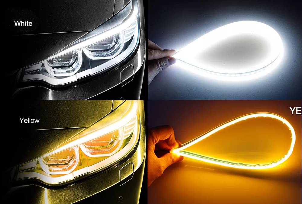 2 Pcs Drl Led Luce Di Marcia Diurna Flessibile Morbido Tubo