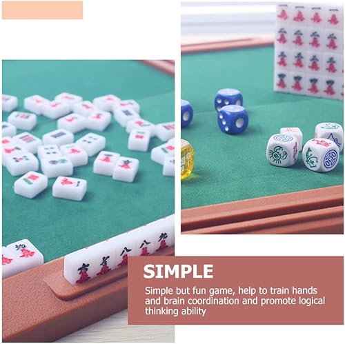 Miniatura 6 de BESPORTBLE Juego de 2 juegos de mesa de mahjong portátil de póquer estera de juego en miniatura chino Mahjong mesa cubierta de mesa Mini juegos de