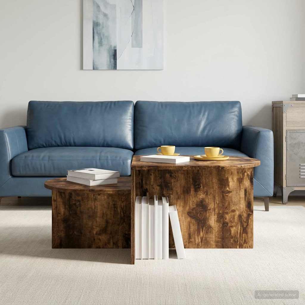 Table basse de salon moderne chêne fumé, meuble idéal pour les soirées cinéma