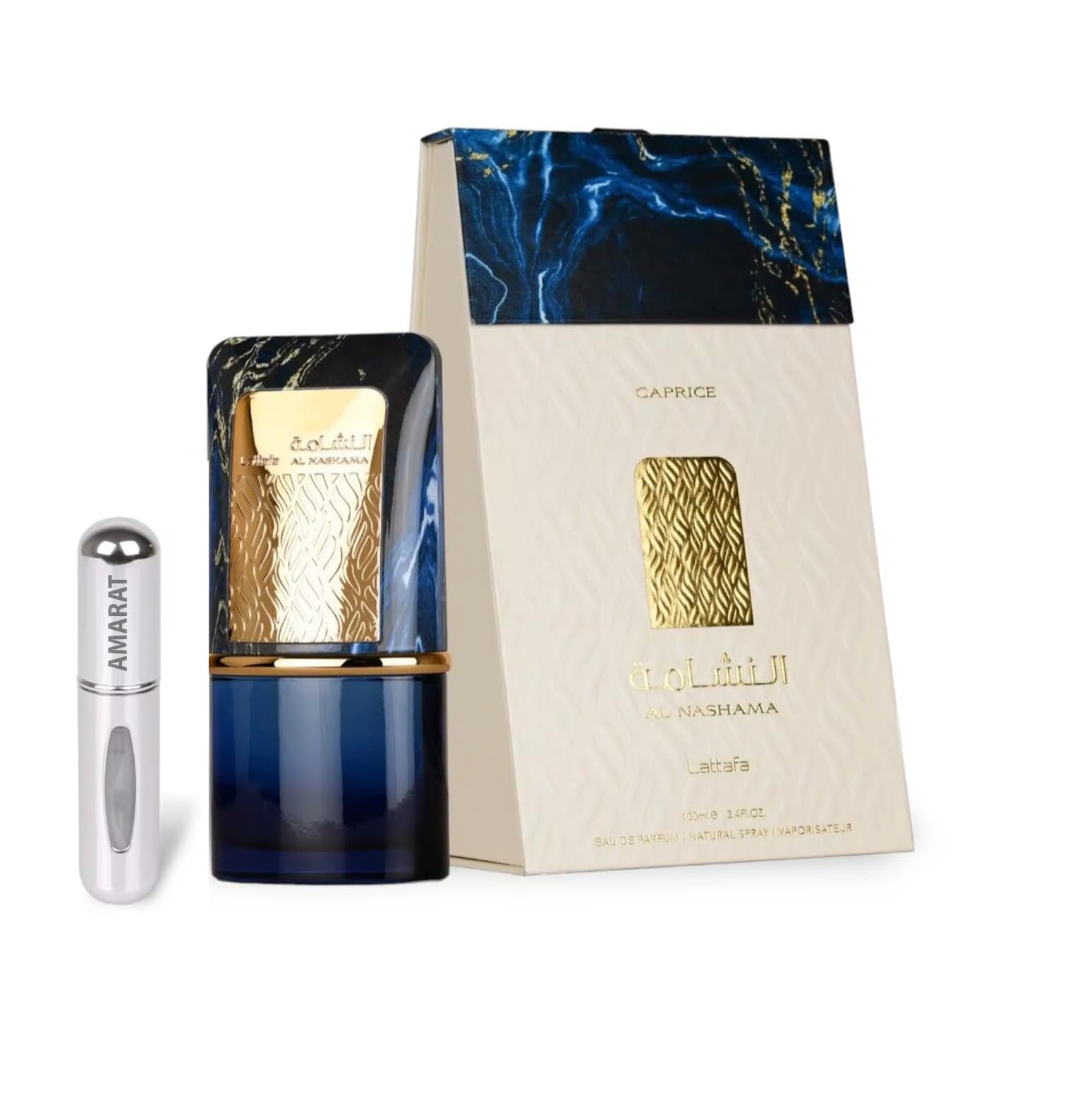 Lattafa Al Nashama Caprice Eau de Parfum 100ml, Perfume Árabe Unisex de Larga Duración, Incluye Atomizador, Fragancia Aromática con Notas de Cardamomo, Jengibre, Lavanda y Menta (Al Nashama Caprice)