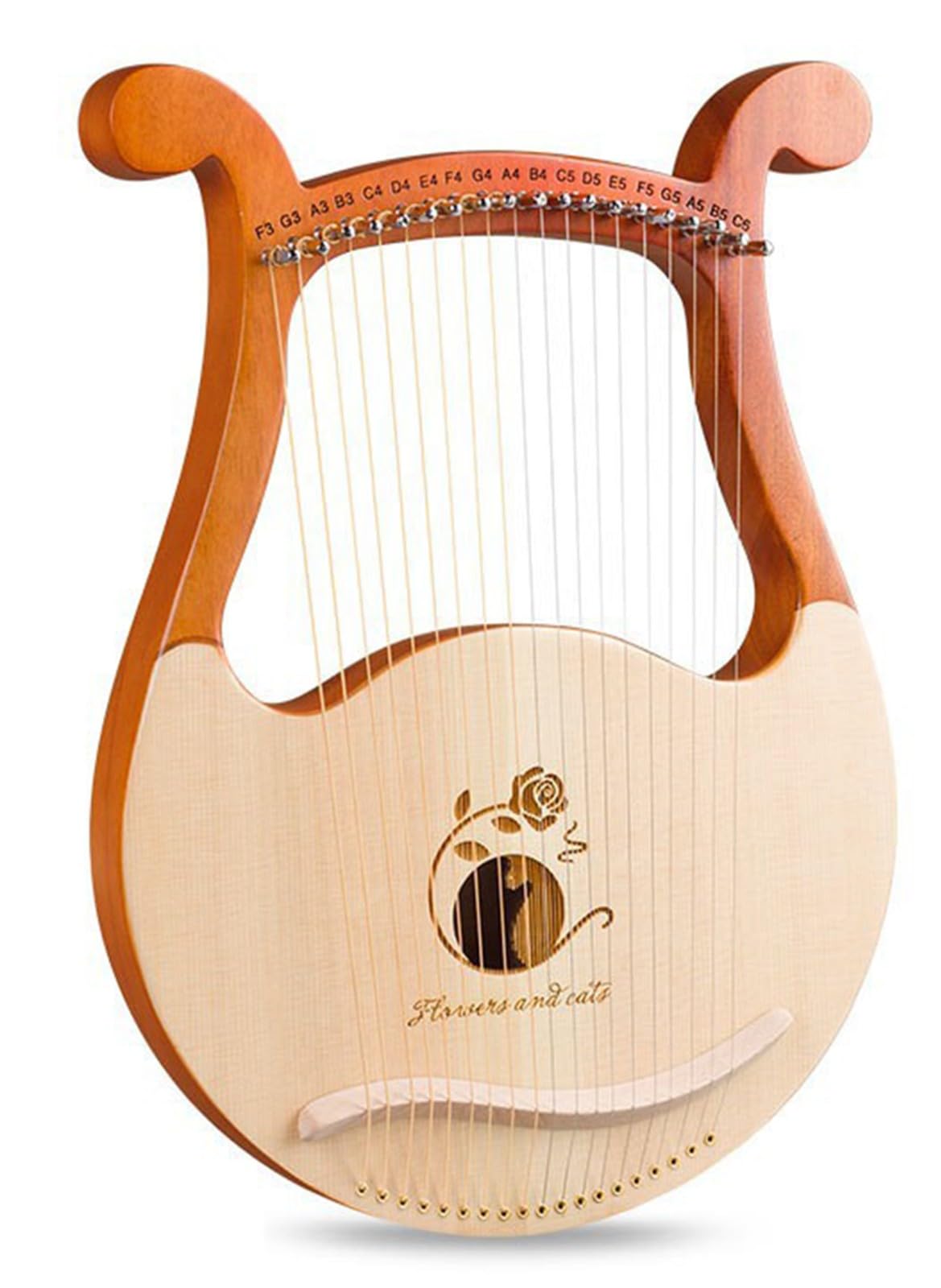 Arpa Portátil Pequeña, Arpa 19 Lira, 19 Cuerdas de Metal Arpa de Lira Instrumento de Arpa de Madera para Principiantes Amantes de los Instrumentos Amante de la música Niños