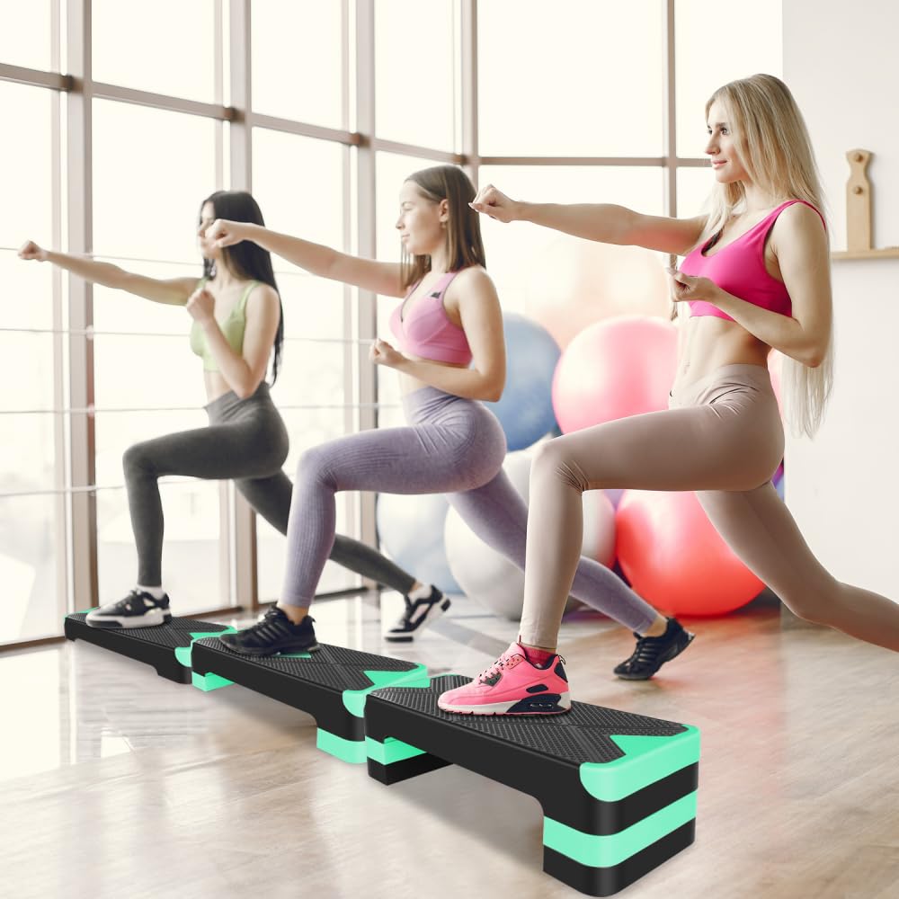Stepper aerobowy, regulowana platforma fitness, step Board z regulacją wysokości, do treningu cardio, treningu w domu, treningu równowagi i ćwiczeń aerobowych (zielony)