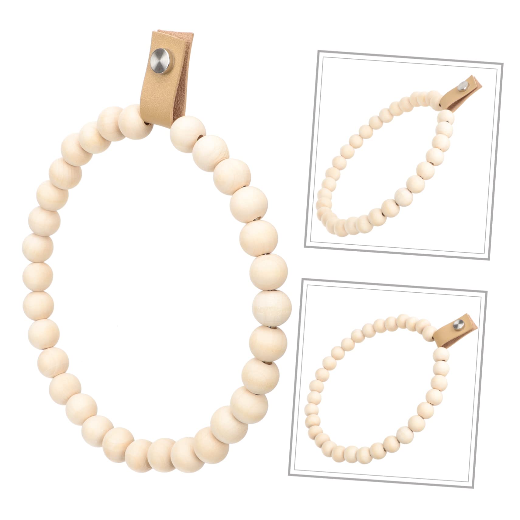 Operitacx 3 Piezas Toallero De Cuentas De Madera Toallero Rústico Toallero Madera Anillos De Toalla De Baño Soporte De Toalla De Baño para La Pared del Baño Khaki