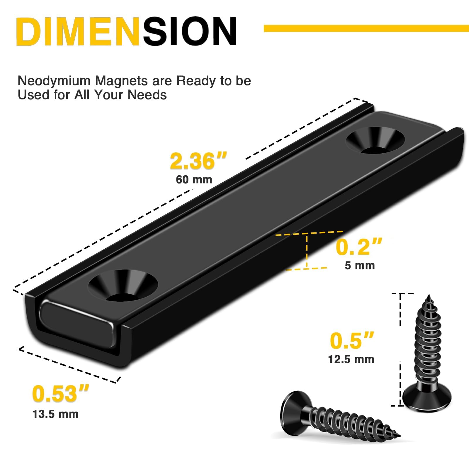 DIYMAG Magnets Strips,8 Packs 80 LBS Countersunk Hole Magnet with Screws — Amazon image 2
