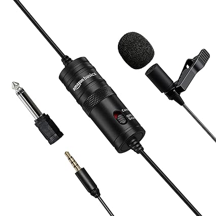 amazon basics Auxiliary Omnidirectional Lavalier Condenser Microphone (with 20ft...