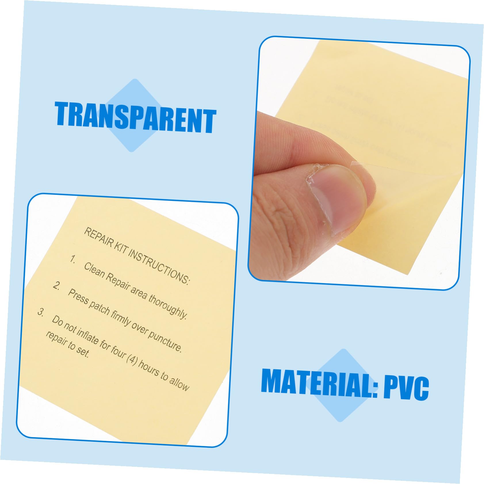 Patch Transparent 60 Pcs PVC Auto-adhésif pour Fête | Kit Reparation Matelas Gonflable, Patch Autocollant Reparation, Formes Rondes et Carrées, Usage sur Objets Gonflables