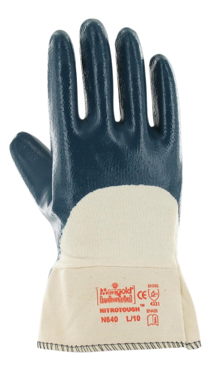 Ansell Nitrotough N640 Gants oléofuges, Protection risques mécaniques, Bleu, Taille 11 (12 Paires)