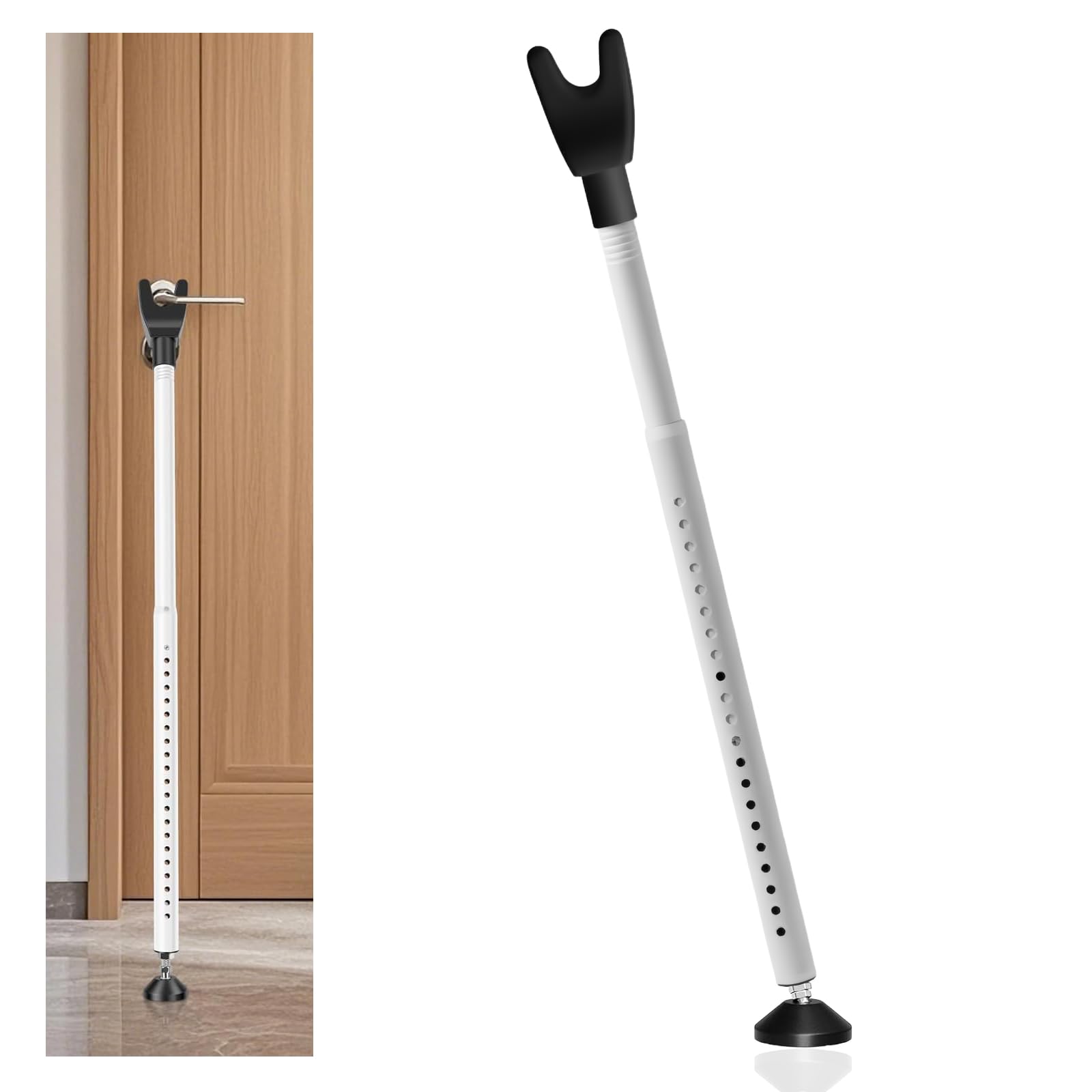 Dhswnng White Heavy Duty Door Security Bar, Adjustable Door Jammer Security Bar 19-52 Inch Door Security Pole With Anti-Slip 360° Base Doors Brace Bar For All Floor