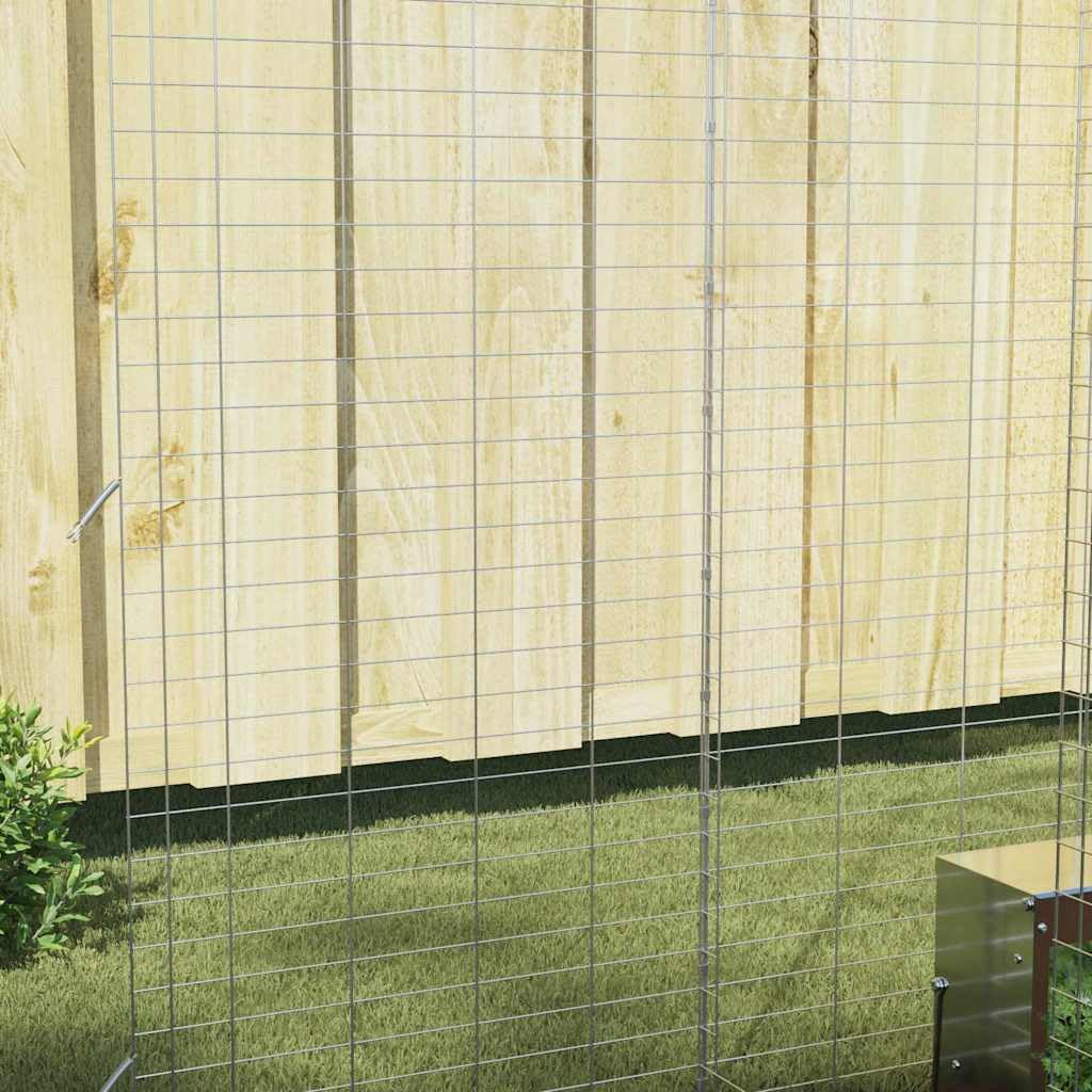 Klatka dla królików, świnek morskich, ze stali ocynkowanej, srebrna, ocynkowana, 300 x 100 x 210 cm, wybieg zewnętrzny dla królików, świnek morskich, gryzoni z dachem, podłogą, ochroną i