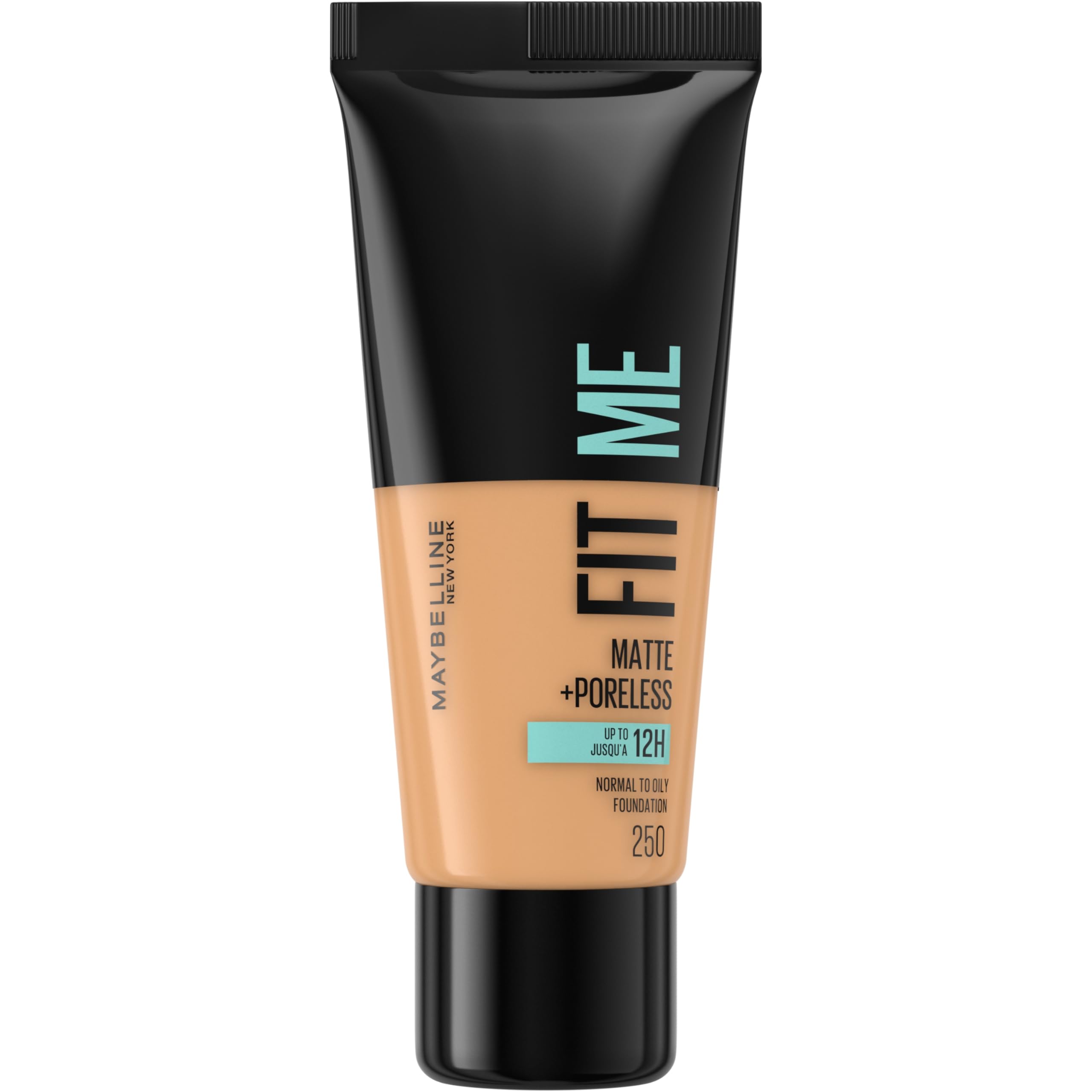 Fit Me Foundation, Medium Coverage, Blendable With a Matte and Poreless Finish, For Normal to Oily Skin, Shade: 250 Sun Beige, 30ml