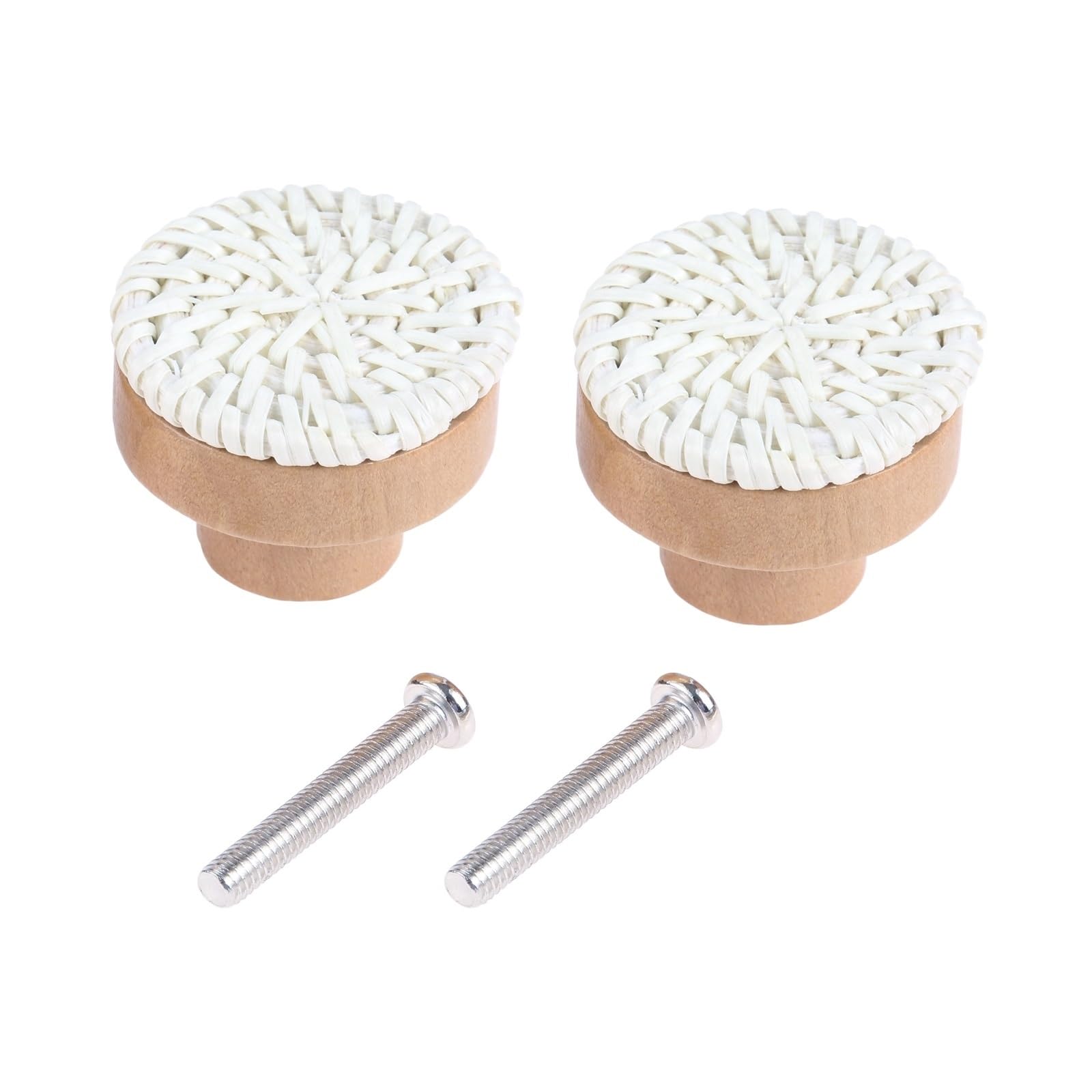 NHralpajj Wood Rattan Woven Vanity Drawer Pull