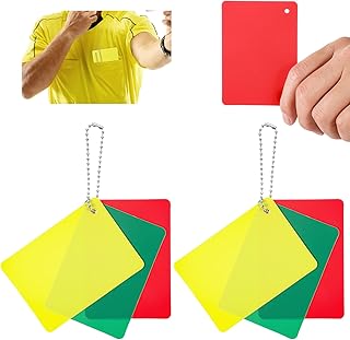 Soccer Referee Penalty Cards, 2 Set Green Red and Yellow Card for Soccers Referee Cards Soccer Ref Card Warning Ejection Delay Referees-Card for Sport Competition, Referees Accessories