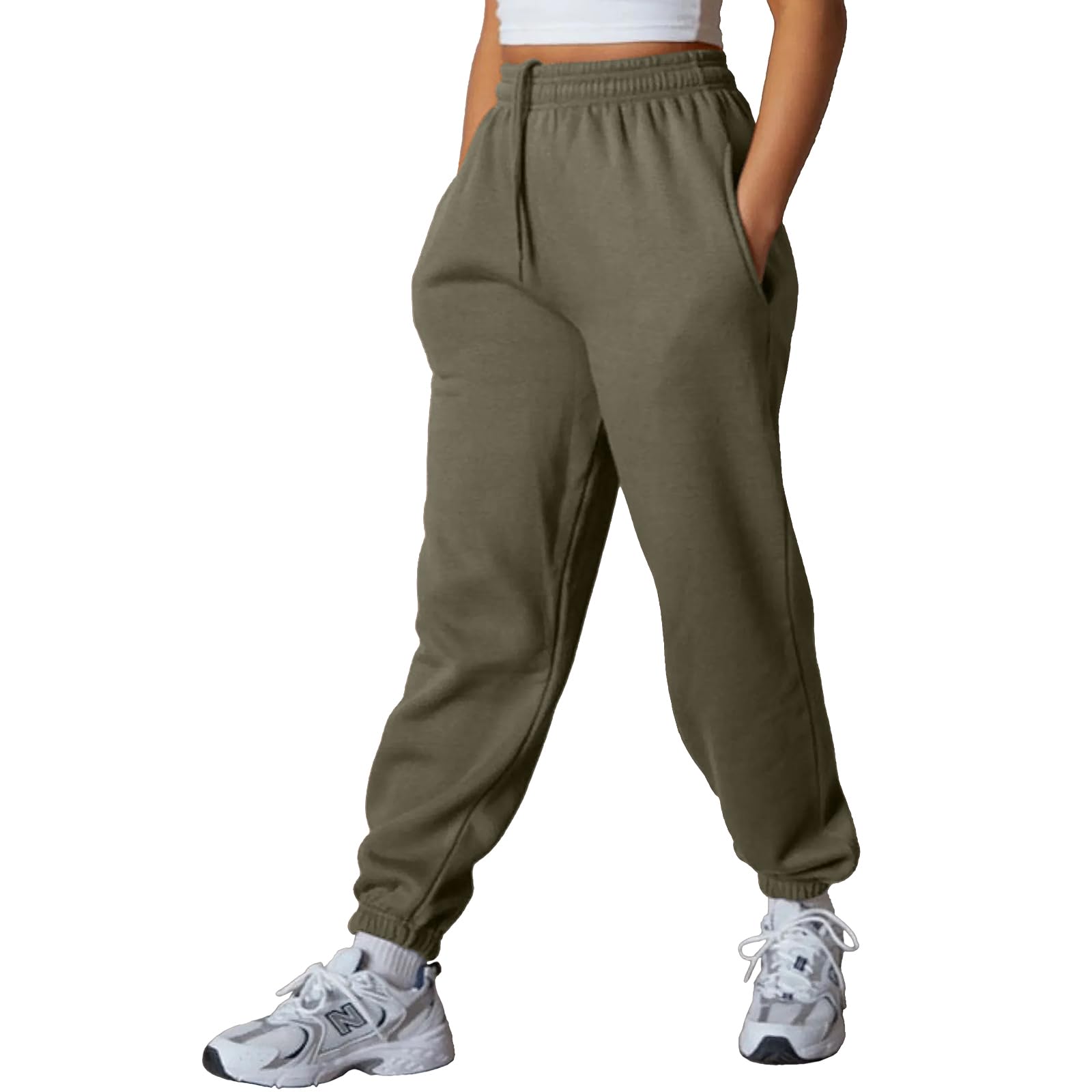 NetSetUK Plain Jogger Gym Sport Sweatpants Winters Joggers with Zipper Pockets and Elastic Waist Trousers for Jogging and Hip Hop Pants Khaki