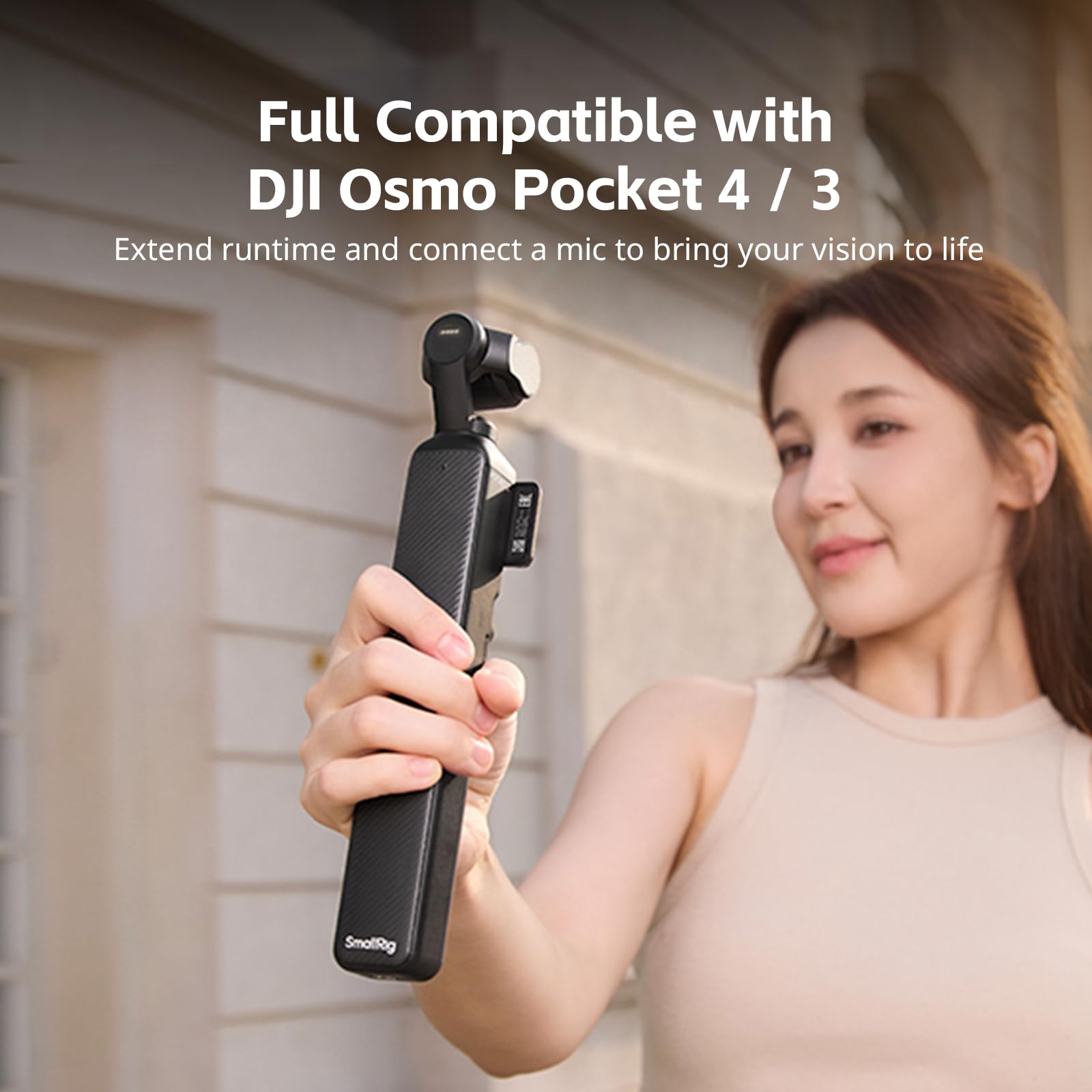 SMALLRIG Impugnatura Porta Batteria per DJI Osmo Pocket 4/3, Power Grip da 5000 mAh con Ricarica Rapida da 20W, Connessione Audio per Microfono Wireless, Filettatura da 1/4" per Treppiede, 5705