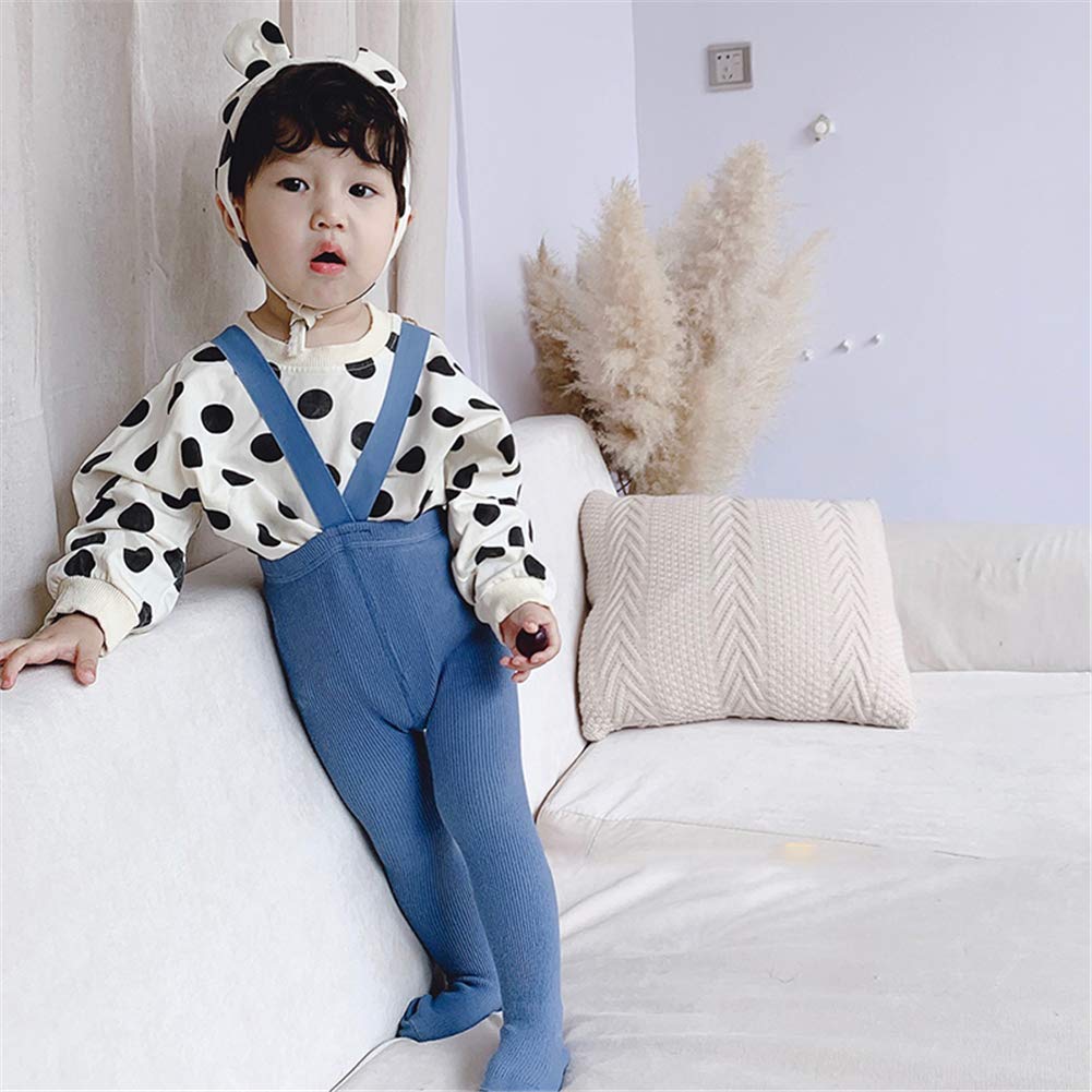 WALLARENEAR Infant Tights for Baby Girl Boy High Waist Tights Overall Newborn Footed Tights Knit Leggings Toddler Cotton Pantyhose Stockings (Blue, 6-12 Months)