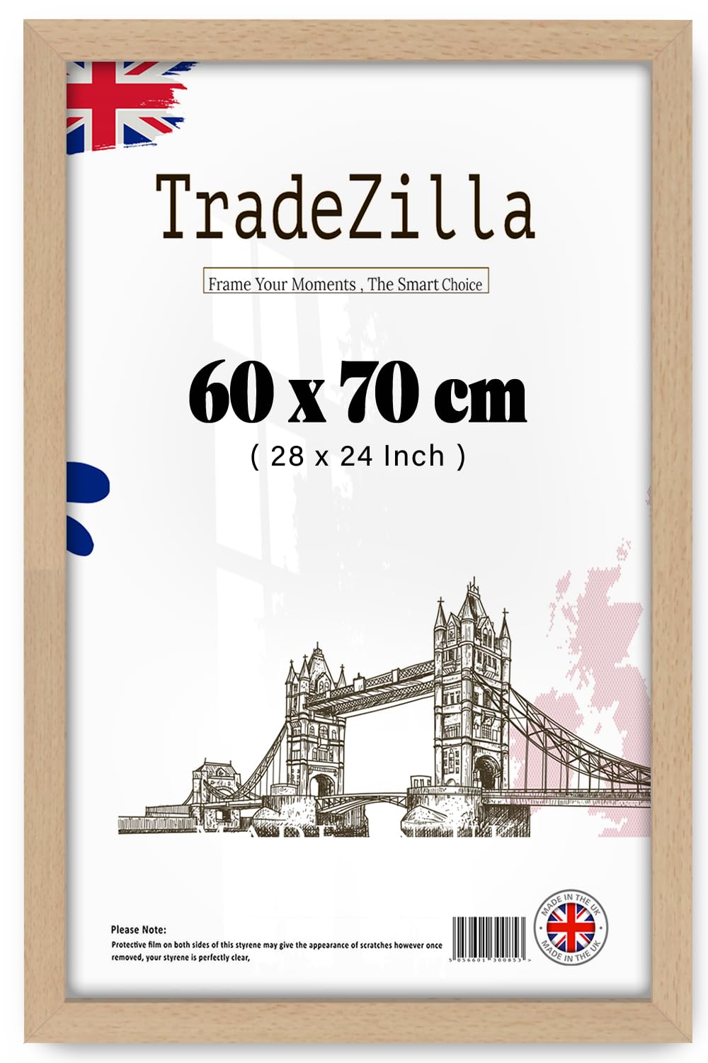 TradeZilla | Exquisite Strong 28 Inch x 24 Inch Poster Beech Frame |Art, Document, Certificate, canvas, for Wall Gallery (60 x 70 CM) [ Beech ] — image 1