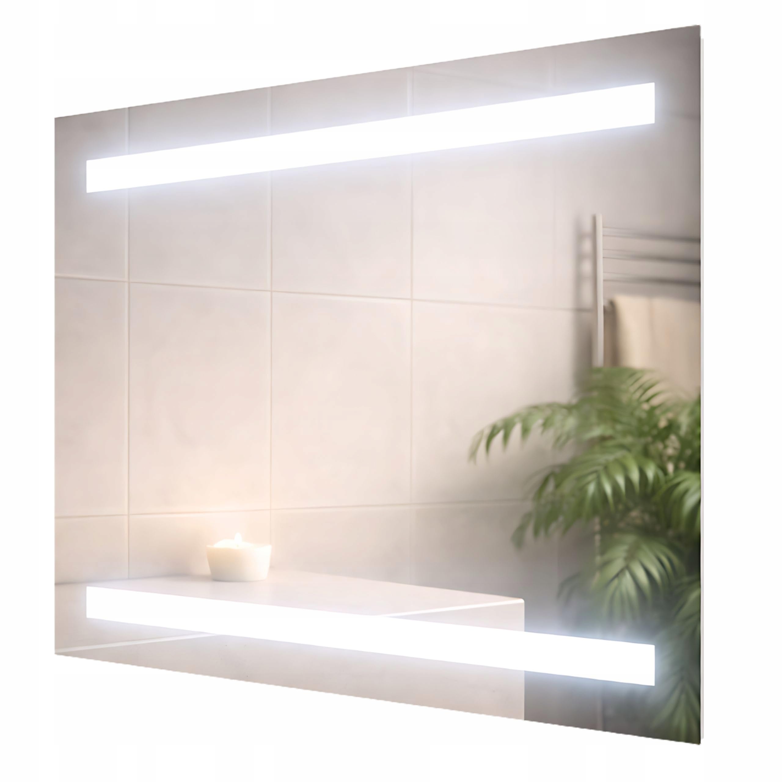 Agritrade AK LED Bathroom Mirror 50x80 cm, Backlit Illuminated Frameless Wall Mounted, 4000K Neutral White, Wall Switch Operated - VIRGO