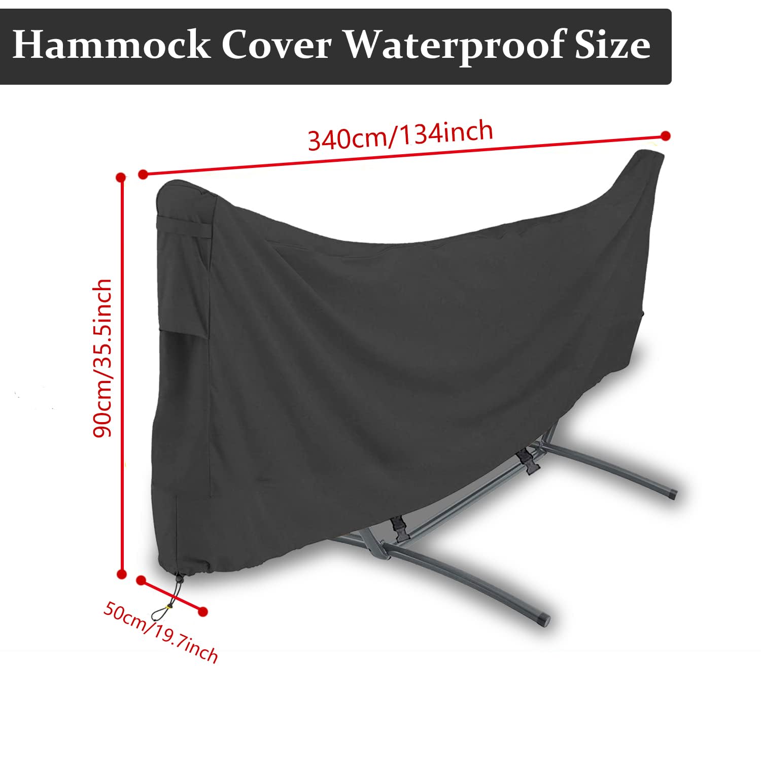Copertura per amaca da campeggio, impermeabile, protezione antipioggia e protezione da sole, resistente tessuto Oxford 420D, con cordino regolabile per amache esterne con supporto 340x46cm