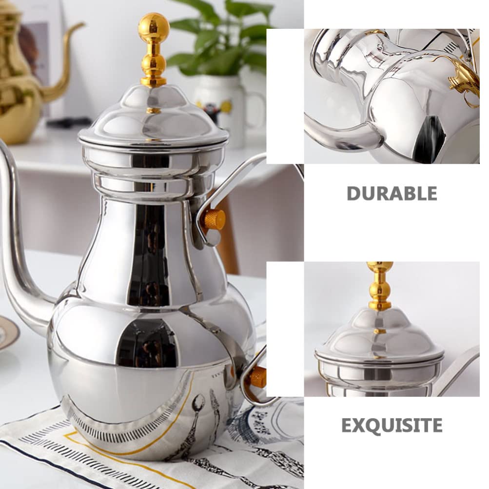 Arabski dzbanek do kawy Eid Mubarak Czajnik Cezve Dzbanek do kawy Mały czajnik do herbaty Wylewka Dzbanek do kawy Tureckie dzbanki do herbaty Czajnik aluminiowy Dzbanek typu „gęsia szyja” Metalowa s