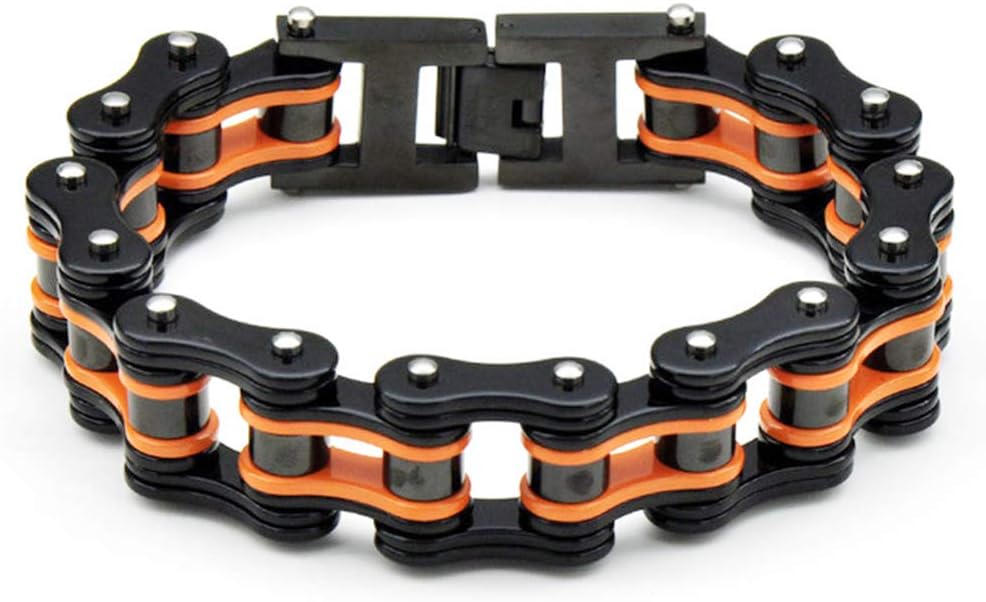 Mens Bicycle Bike Bracelet Stainless Steel Biker Link Chain Wristband Motorcycle Bangle 7.08-9.44 inch