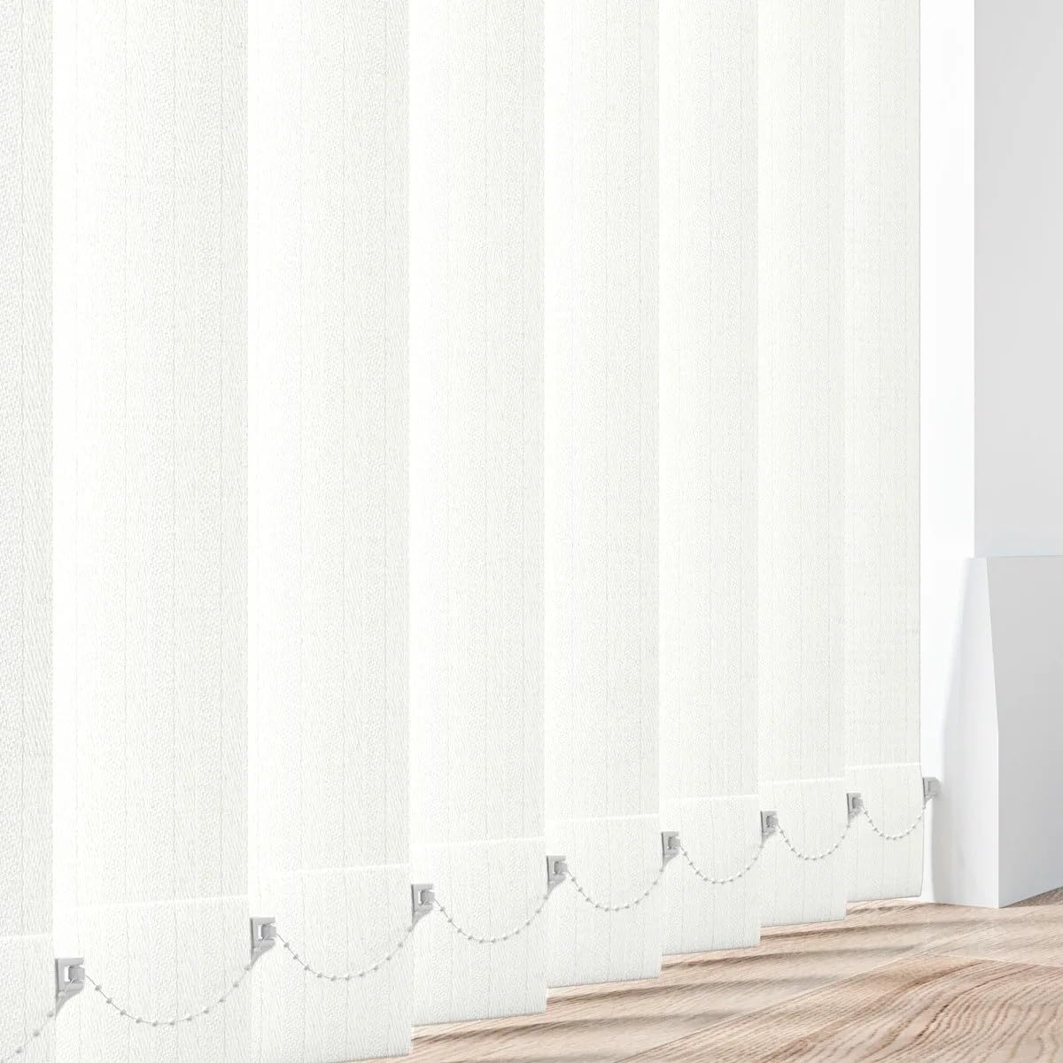 Made to Measure Vertical Blind Slats 89mm (3.5") in Rome Snow | Custom Size Replacement Vertical Louvres with Hangers, Weights & Chains | Wipeable Replacement Louvres | Window Blind Slats