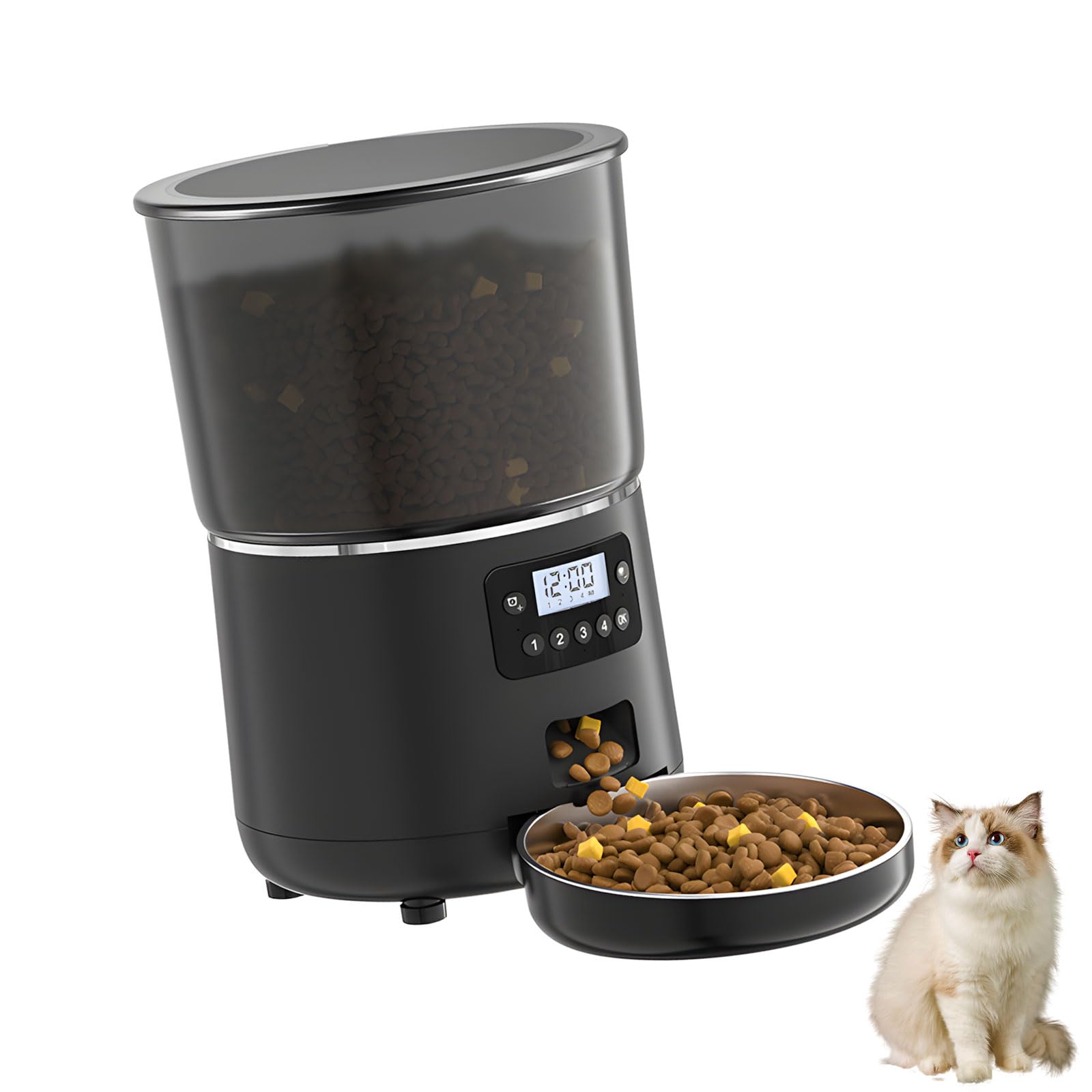Distributore automatico di cibo sicuro in ABS versione con pulsante USB da 4 litri per l'alimentazione precisa del cane Grande stoccaggio ideale per l'uso in viaggio Strumento di alimentazione