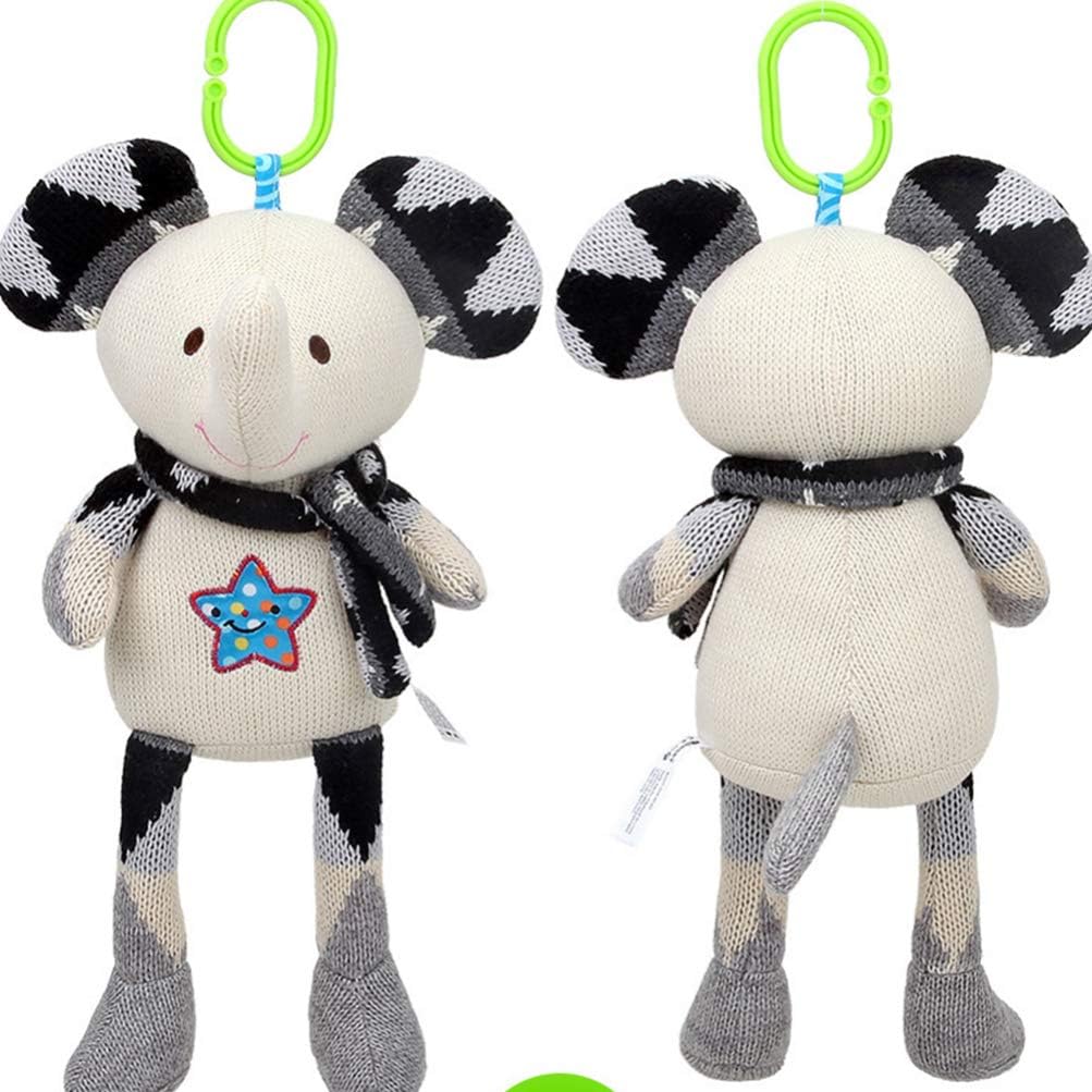 Toyandona ぬいぐるみの象の人形ベビーカーぶら下げ手ガラガラおもちゃの車のベッドのまぐさtoの赤ちゃん新生児の赤ちゃんのなだめる人形 黒 限定価格セール