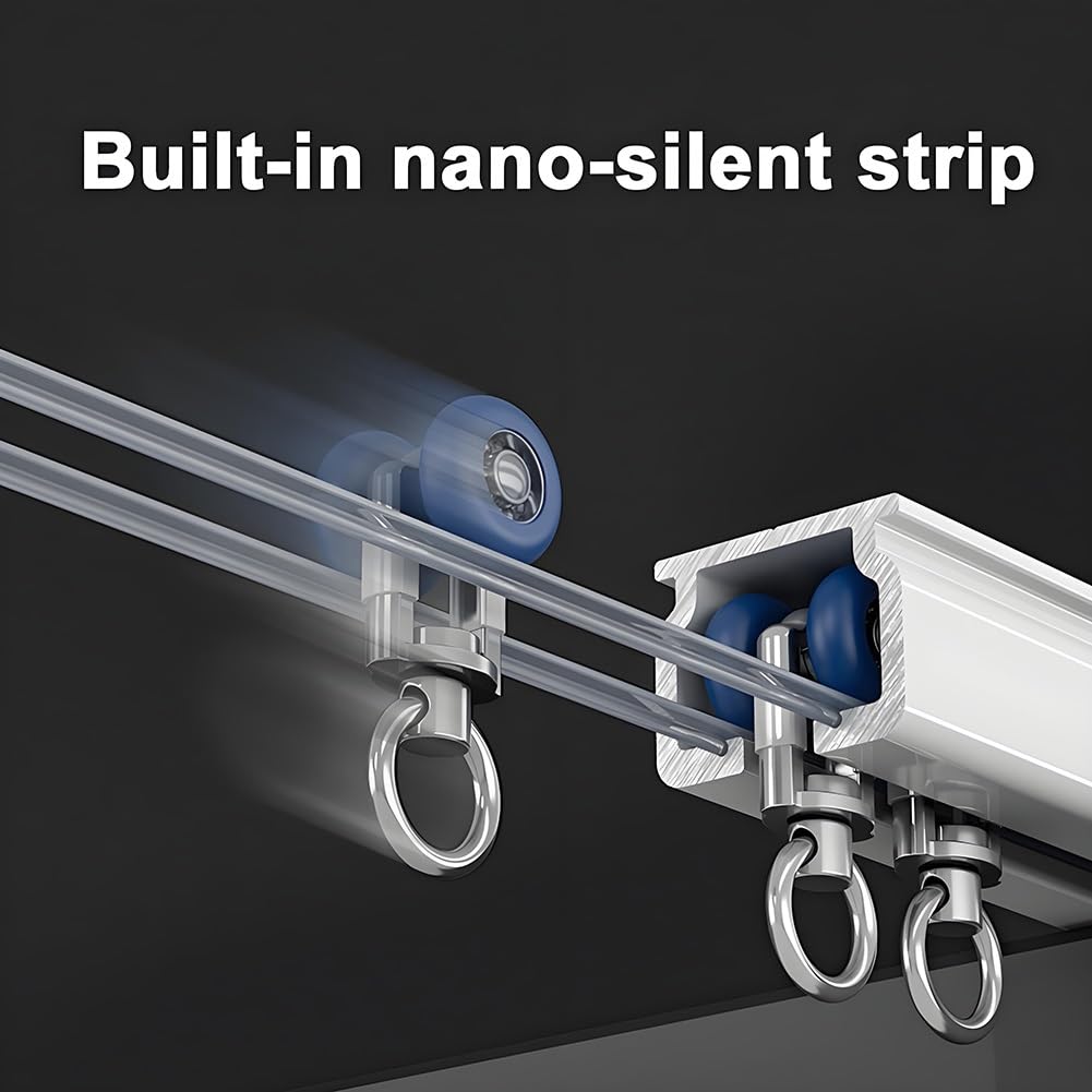 Aluminiowa szyna do zasłon z klipsami 1-drożna szyna rozdzielająca do montażu sufitowego dostępna w rozmiarach od 50 cm do 600 cm, łatwa instalacja, idealna do dekoracji domu i zarządzania