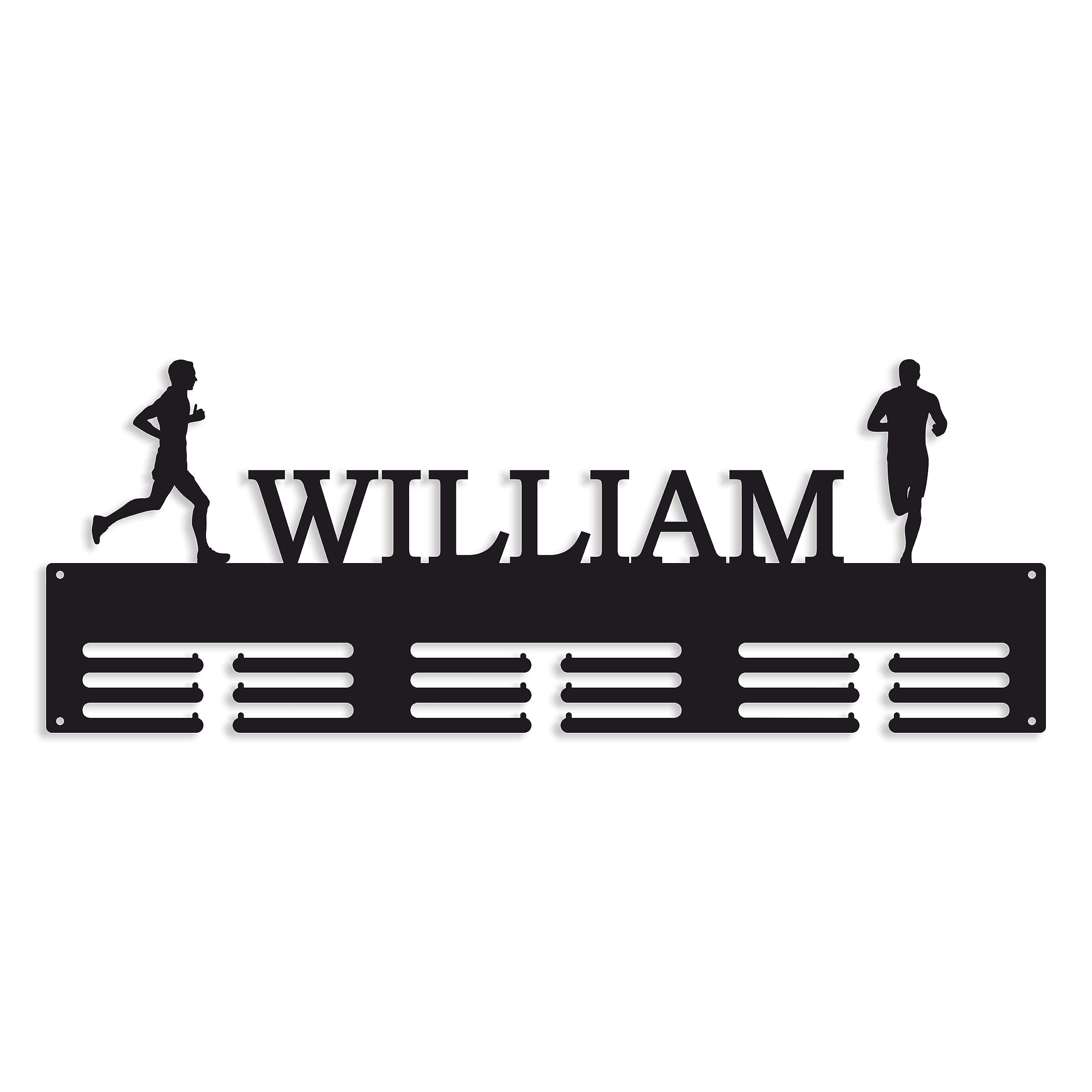 Porta medaglie in metallo da corsa personalizzato, Appendini per medaglie, Medaglia in esecuzione, Espositore per medaglie da corsa, 2 figuras masculinas, Portanastro, Running medal hanger (Design 3)