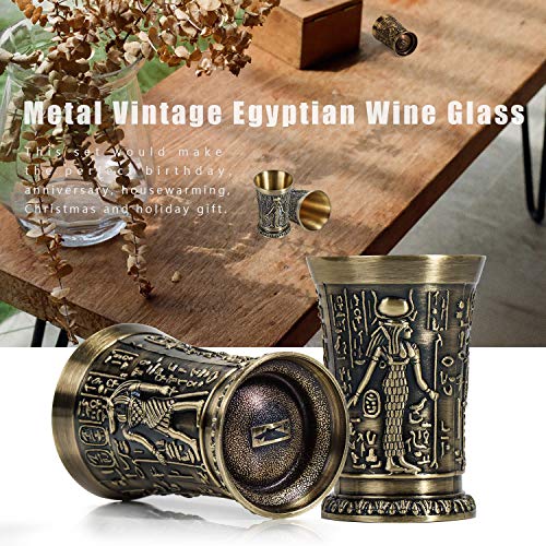 Shot Glass,1.1 Oz Metal Vintage Egyptian Shot Glass,Pharaoh Ramses Pattern Creative Wine Glass，Used For Tequila-Vodka-Brandy-Whisky-Rum-Vodka-Sake #TOP5