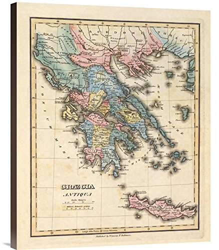 Global Gallery Budget GCS-295144-30-144 Historical Map Fielding Lucas Graecia Antiqua Gicee On Wall Art Print