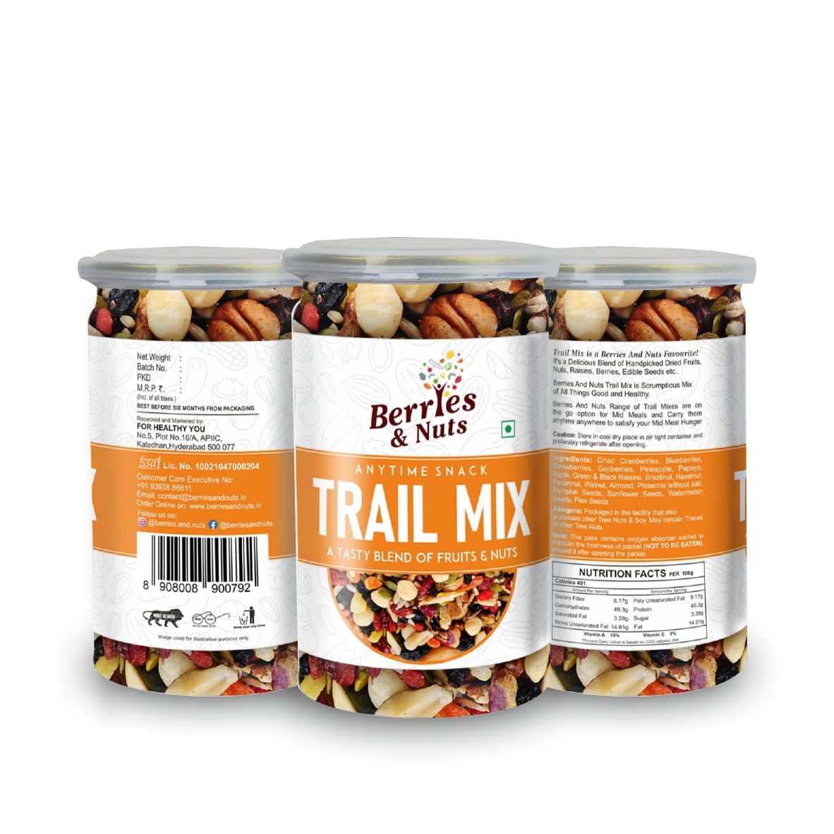 Sponsored Ad - Berries And Nuts Super Trail Mix | Mixed Berries, Nuts and Seeds | 20 + Varities of Assorted Dry Fruit Mix with Berries, Nuts, Seeds & Fruits as Immunity Booster | 600 Grams | 3 Bottles of 200 Grams