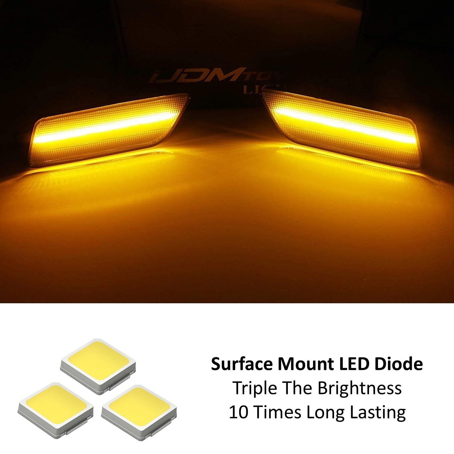 iJDMTOY Smoked Lens Amber Full LED Bumper Side Marker Light Kit Compatible With 2014-2024 Porsche Macan, Powered by 40-SMD LED, Replace OEM Front Sidemarker Lamps