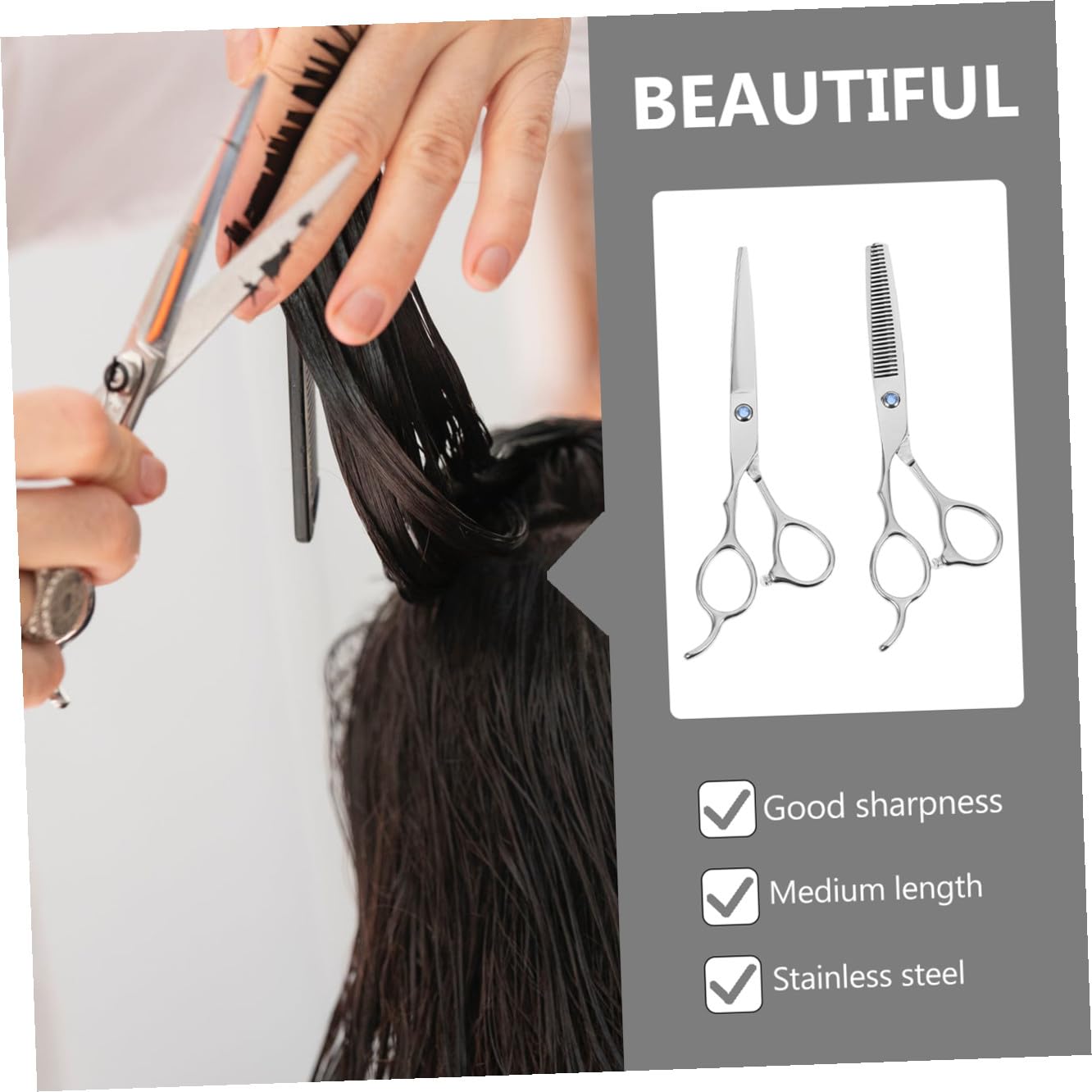 Healeved Ciseaux de Coiffure Gauchers Coupe Précise en Acier Inoxydable pour 2 Pièces Poignée Créative et Usage Professionnel Amateur