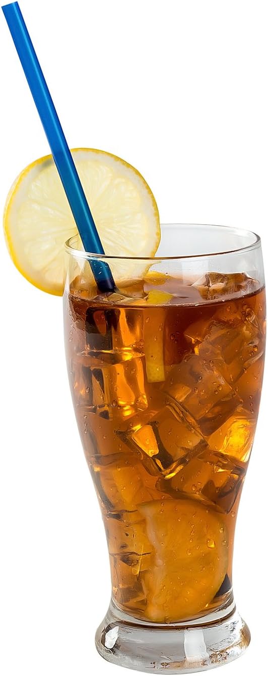 AmerCare 10.25 Inch Giant Blue Paper Wrapped Straws, Case of 1200