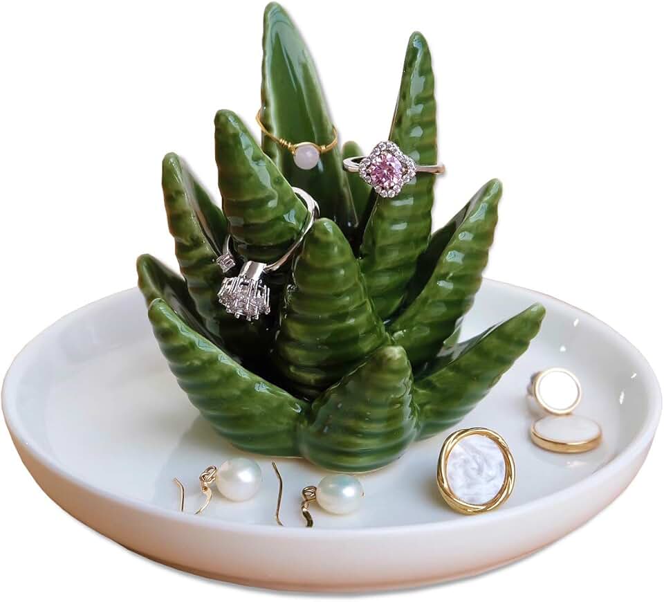 Aloe cactus jewelry holder tray