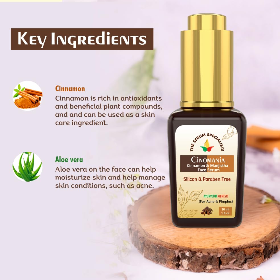 Image of Cinomania Face Serum - Revitalizes & Rejuvenates Skin | Infused with Cinnamon for a Spiced Glow | Stimulates Circulation | All Skin Types - 30ml