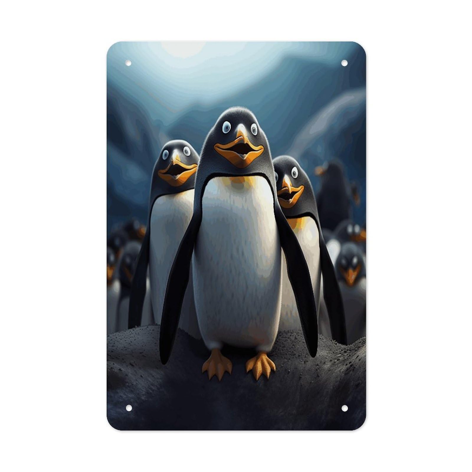Funny Penguins Metal Tin Sign Wall Decor Funny Retro Sign Weatherproof Metal Wall Art for Indoor Or Outdoor Retro Tin Signs for Kitchen Office Home Bar Decor 11.8 X 7.9 Inch