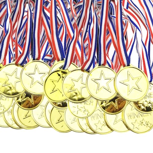 HOMURY Medaglie d'oro per bambini, 100 pezzi vincitori medaglie d'oro, medaglie vincitori dorate, medaglie vincitori dorate per bambini