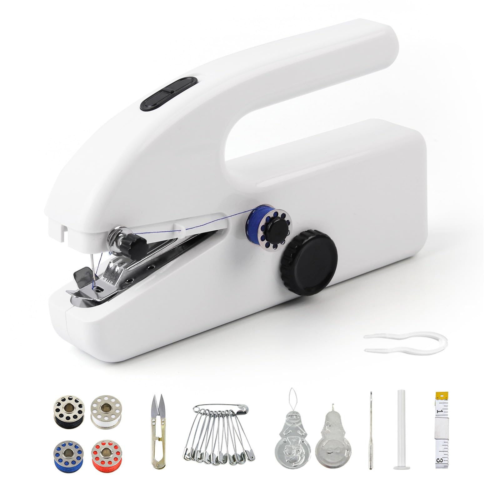 HKC Macchina da Cucire Elettrica Portatile, Mini Macchina da Cucire con Accessori da Cucito per Principianti, Punto Veloce per Uso Domestico, Cucire Vestiti e Tende