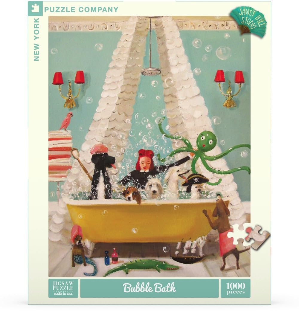 New York Puzzle Company - Janet Hill Bubble Bath - 1000 Piece Jigsaw Puzzle for Adults by Janet Hill