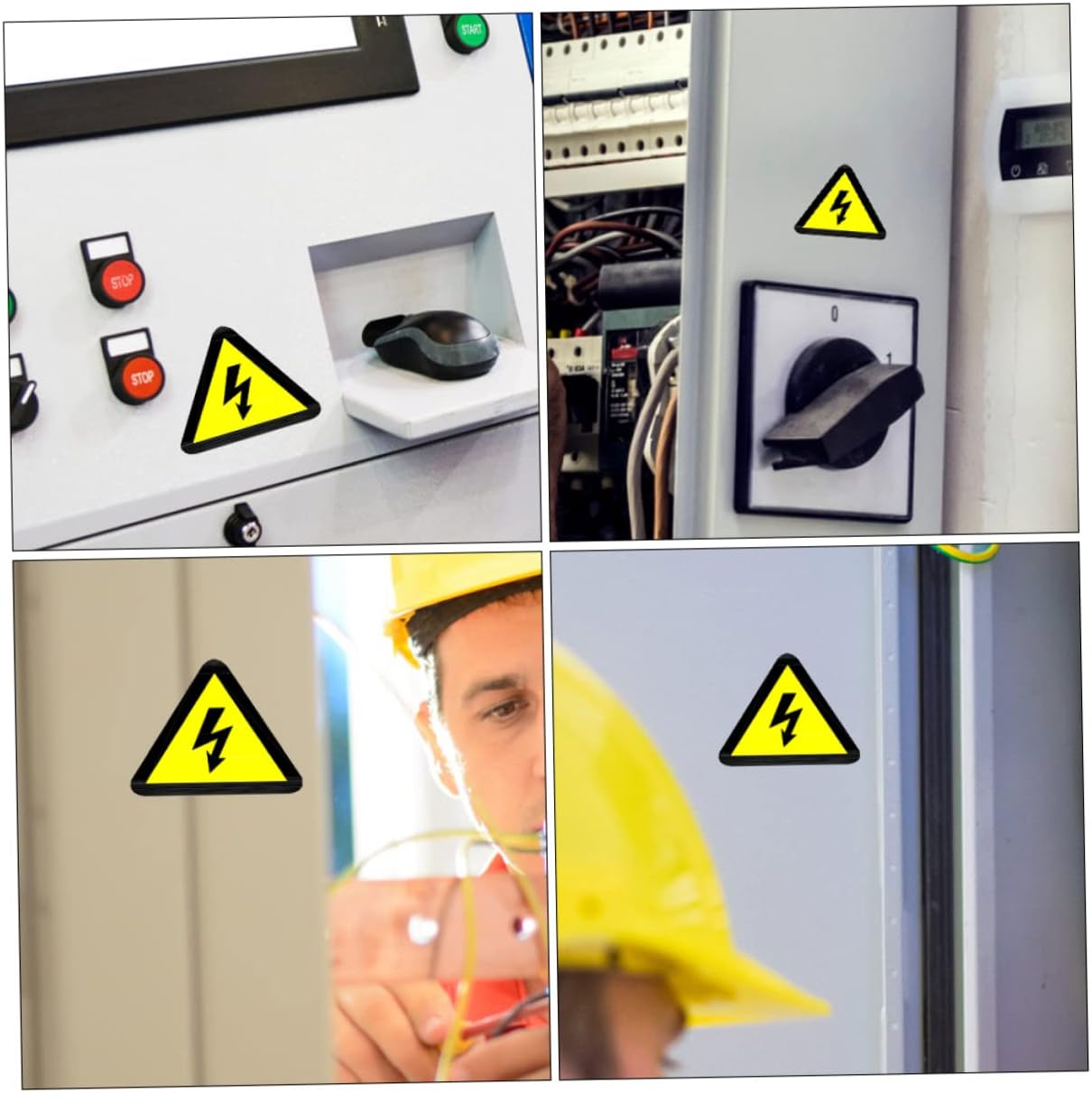 Electric Shocks Warning Sticker Yellow Adhesive Labels 20 Sheets