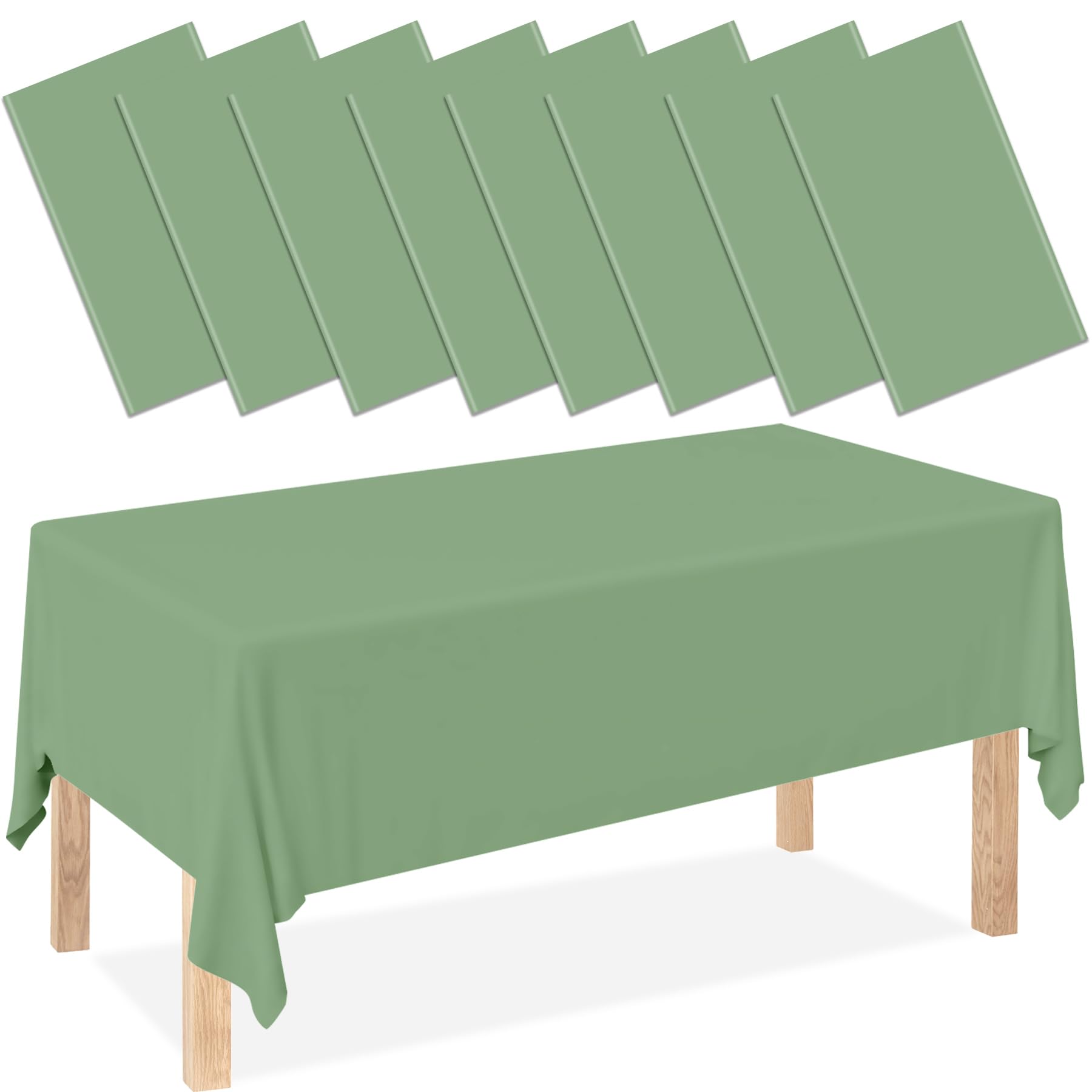 Amazon.com: CUUSNNY 8 Pack Sage Green Tablecloth Plastic,54 x 108