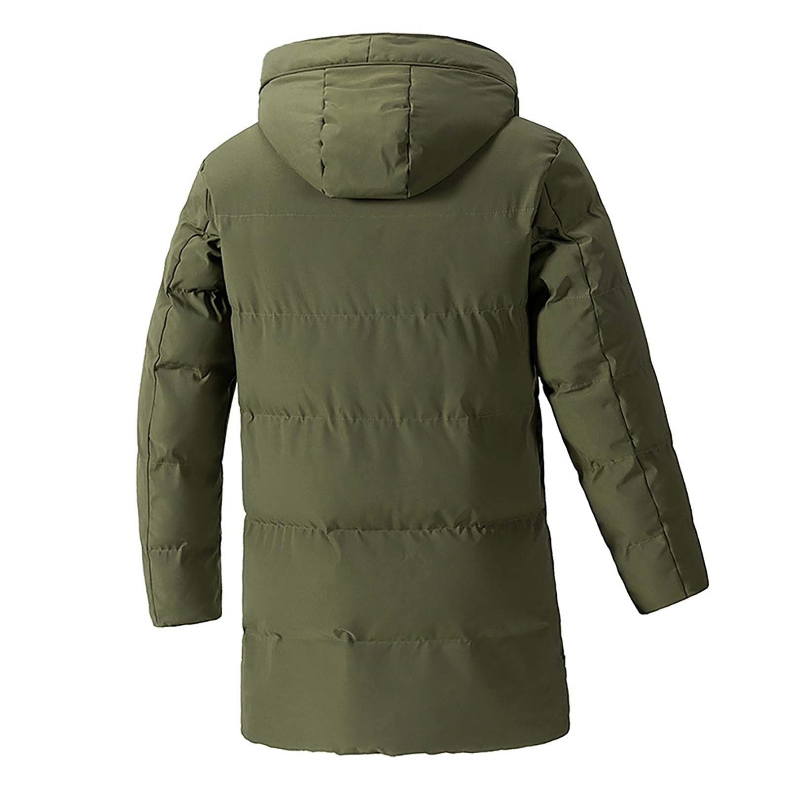Piumino da uomo trapuntato lungo con cappuccio e zip intera, impermeabile e antivento, cappotto termico pesante, in softshell, con tasche, per neve, sci, escursionismo, caldo e accogliente